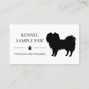 Svart Phalène Hund Siluett Hund Kennel Eller Uppfö Visitkort