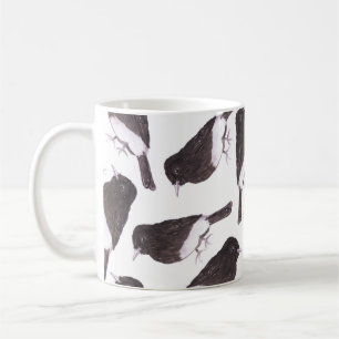 Svart phoebevattenfärgfåglar kaffemugg
