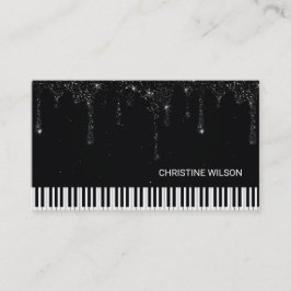 svart pianistdroppning glitter visitkort