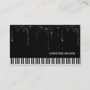 svart pianistdroppning glitter visitkort