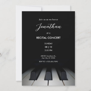 Svart piano modern enkel inbjudningar