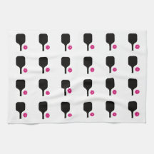 Svart pickleball & rosa bollar towel