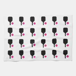 Svart pickleball & rosa bollar towel kökshandduk