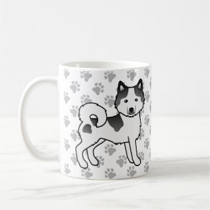 Svart Piebald Alaskan Malamute Söt Hund & Tassar Kaffemugg