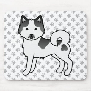 Svart Piebald Alaskan Malamute Söt Tecknad Hund Musmatta