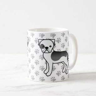 Svart Piebald Amerikansk Bulldog Cute Tecknad Hund Kaffemugg