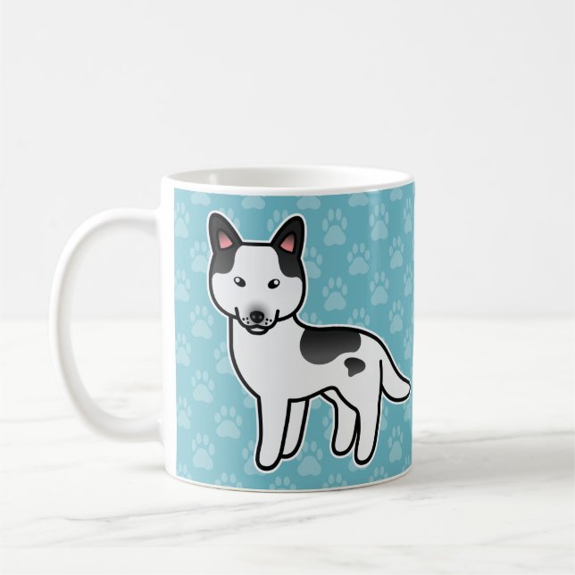 Svart Piebald Tecknad Sibirisk Husky Kaffemugg (Vänster)