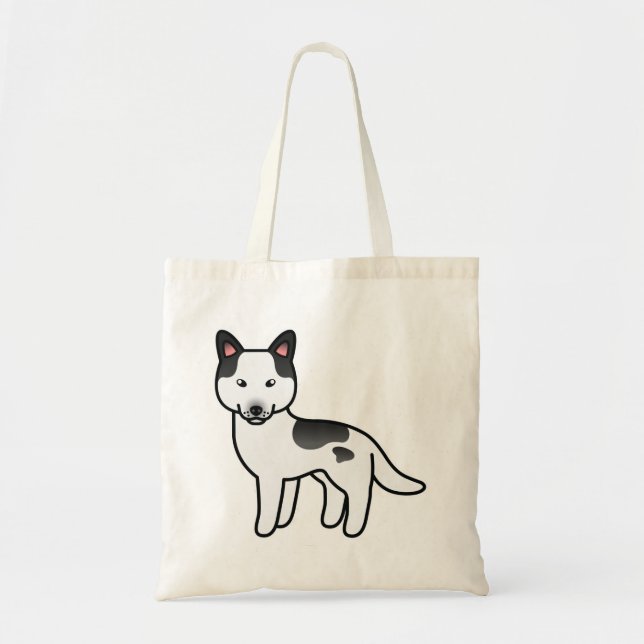 Svart Piebald Tecknad Sibirisk Husky Tygkasse (Framsidan)