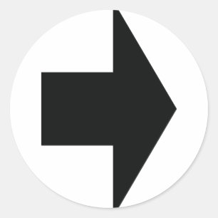 svart pil, höger runt klistermärke