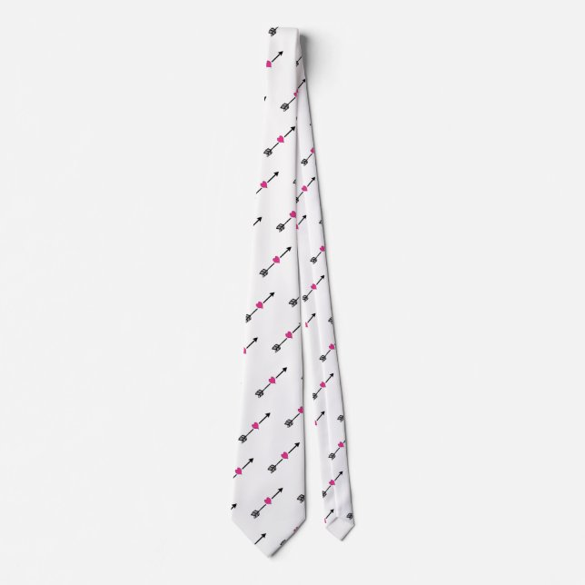 Svart pil med Fuchsia Heart Neck Tie Slips (Framsida)