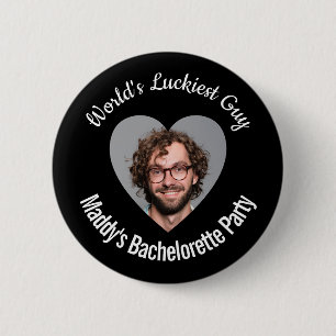 Svart Pin för Luckiest Guy Bachelorette Party Knapp