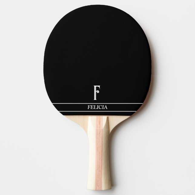 Svart Pingisracket med monogrammärke (Framsidan)