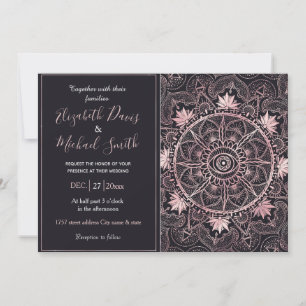 Svart Pink Öga Mandala Inbjudningar