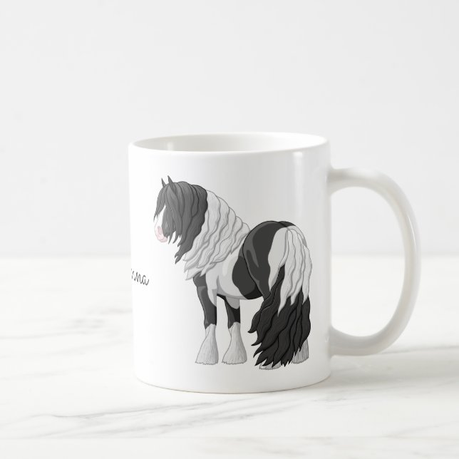 Svart Pinto Piebald Gypsy Vanner Draft Hors Kaffemugg (Höger)