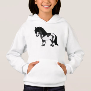 Svart Pinto Shetlandsponny Tecknad Illustration T Shirt