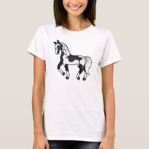 Svart Pinto Travande Häst Serieteckning T Shirt