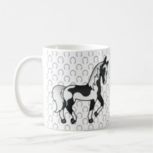 Svart Pintos tecknade illustration av travande häs Kaffemugg