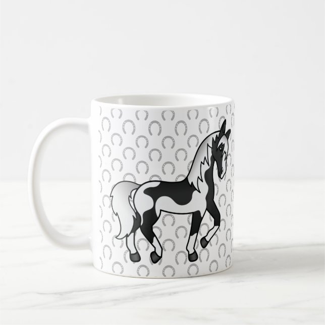Svart Pintos tecknade illustration av travande häs Kaffemugg (Vänster)