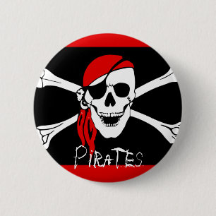 Svart pirater - och röd piratskalle knapp