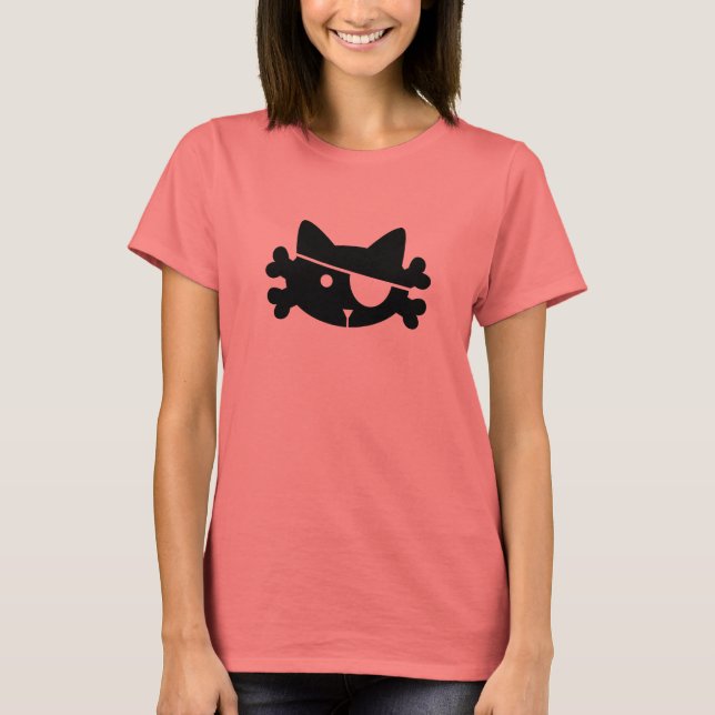 Svart Piratkat - T-shirt (Framsida)