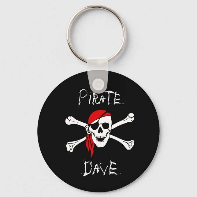 Svart piratskalle och korsben  nyckelring (Framsida)