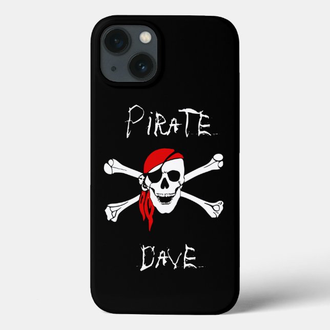 Svart piratskalle och korslagda ben iPhone fodral (Baksida)