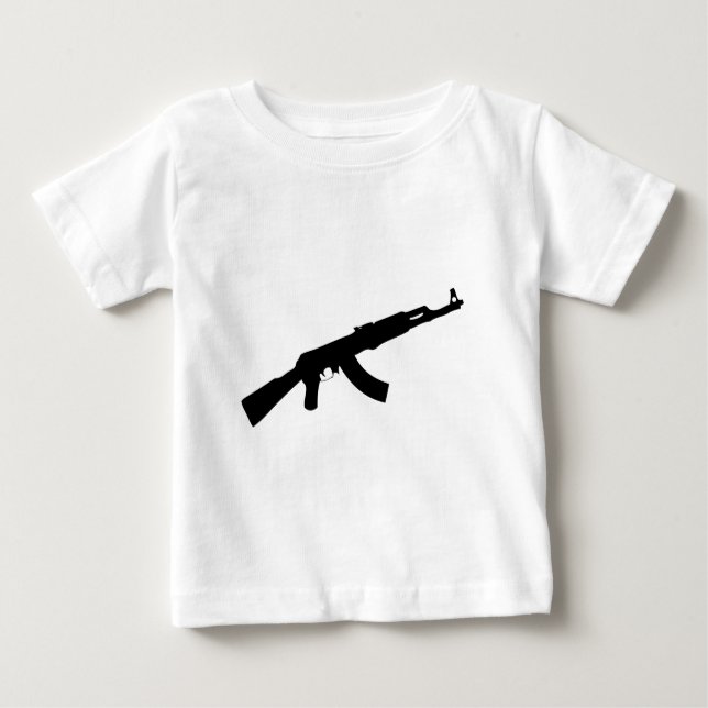 Svart pistol ak 47 ikon tee shirt (Framsida)