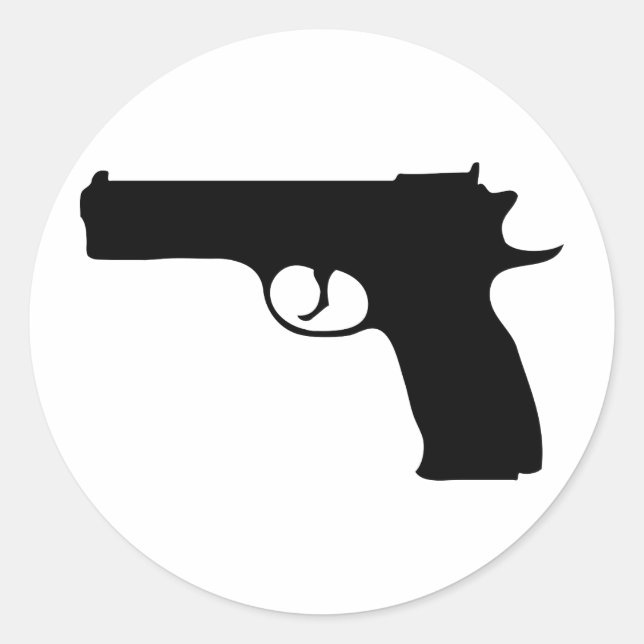 svart Pistol-ikon Runt Klistermärke (Framsida)