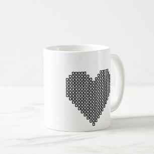 Svart pixelhjärta kaffemugg