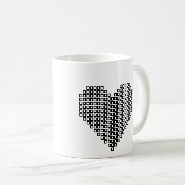 Svart pixelhjärta kaffemugg (Framsida höger)
