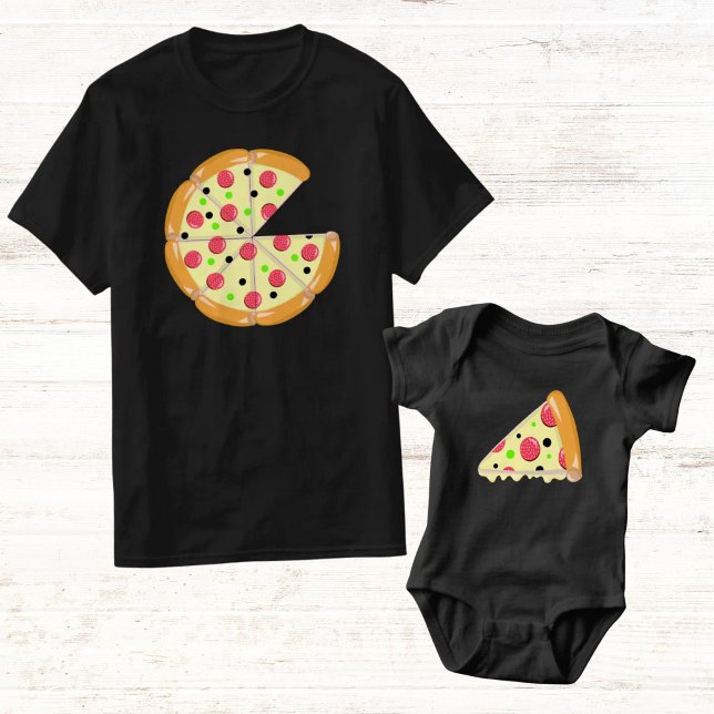 Svart Pizza Skiva Fars Dag T Shirt (Skapare uppladdad)