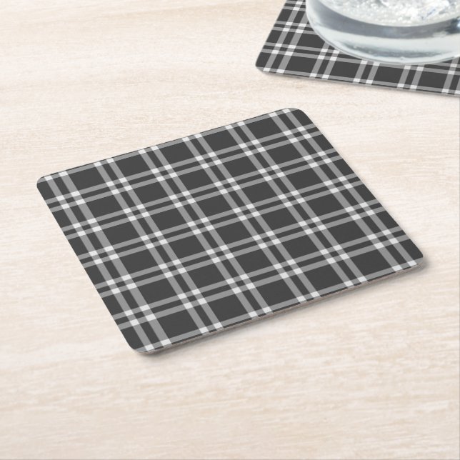 Svart pläd underlägg papper kvadrat (Vinklad)