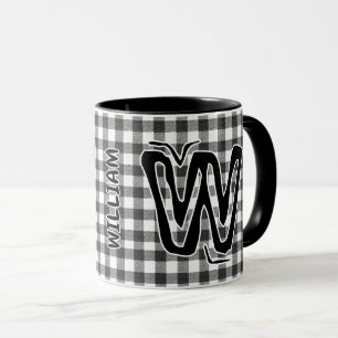Svart Plaid (Antik monogramnamn) Vintage kaffe Mugg