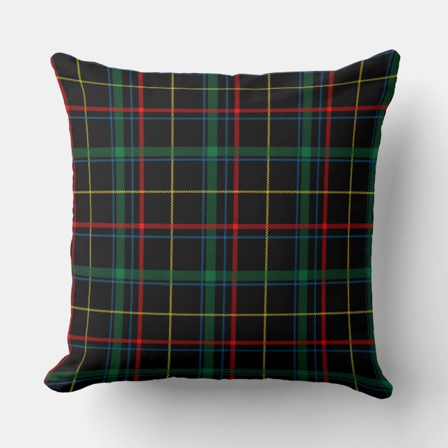 Svart Plaid Tartan Mönster Kudde (Framsida)