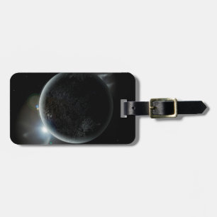 Svart planet 3d-illustration i universum bagagebricka