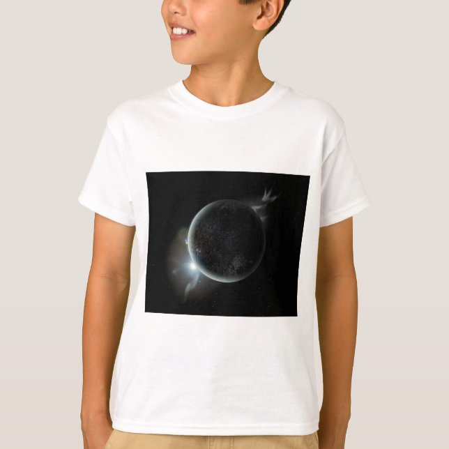 Svart planet 3d-illustration i universum t shirt (Framsida)