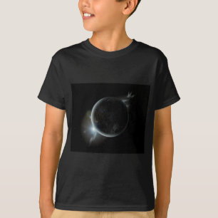 Svart planet 3d-illustration i universum tee shirt