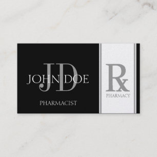 Svart/platina för Pharmacistreceptapotek Visitkort