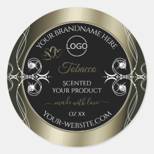Svart platinumetiketter med Logotyp Runt Klistermärke