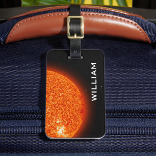 Svart plats med Solar System Fiery Sol med stjärno Bagagebricka