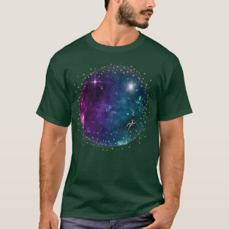 Svart plats och astronaut i galay med stjärnor t shirt
