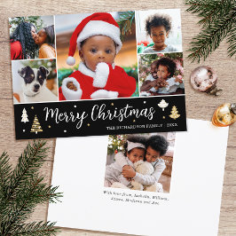 Svart platt av god jul Träd Photo Collage Julkort