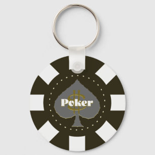 Svart pokerchip Keychain Nyckelring