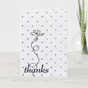 svart polka dots och klotterdaisy tack kort