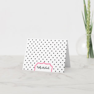 Svart Polka dots och Rosa - Personlig Notecards Anteckningskort