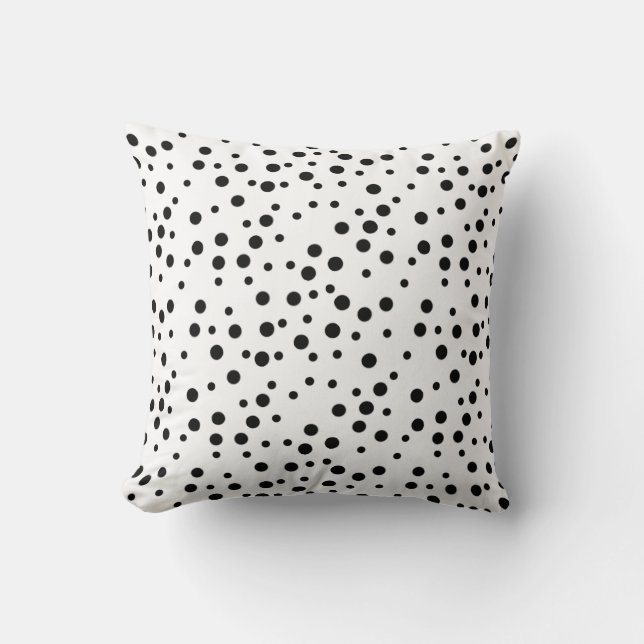 Svart Polka dots, olika storlekar på Anpassningsba Kudde (Framsida)
