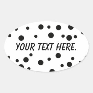 Svart Polka dots: Olika storlekar på textmarkörern Ovalt Klistermärke