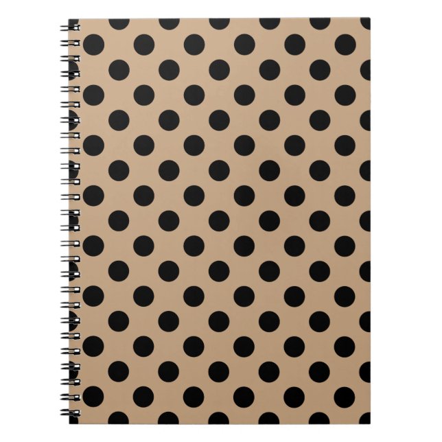 Svart polka dots på beige anteckningsbok (Framsidan)