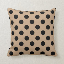 Svart polka dots på beige kudde