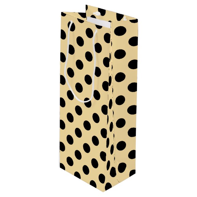 Svart polka dots på blekens gult (Framsidan Vinklad)